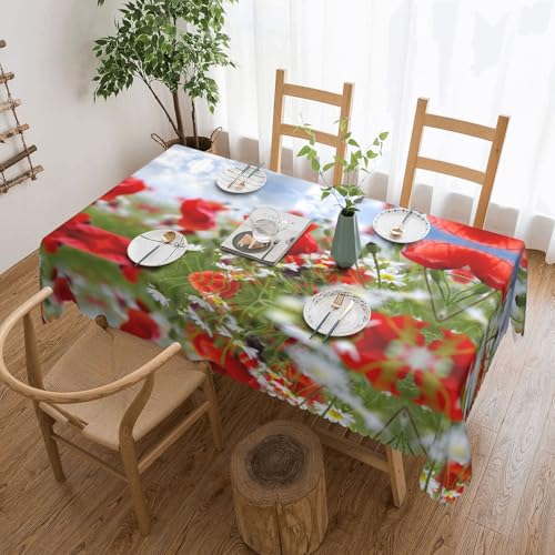 NBHDZENGW Tischdecke mit Blumenmotiv, rechteckig, waschbar, Polyester, öldicht, staubdicht, abwischbar von NBHDZENGW