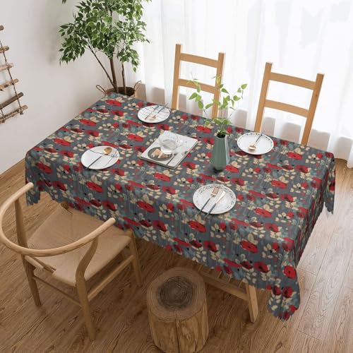 NBHDZENGW Tischdecke mit hellen Blumen, rechteckiger Druck, waschbar, Polyester, öldicht, staubdicht, abwischbar von NBHDZENGW