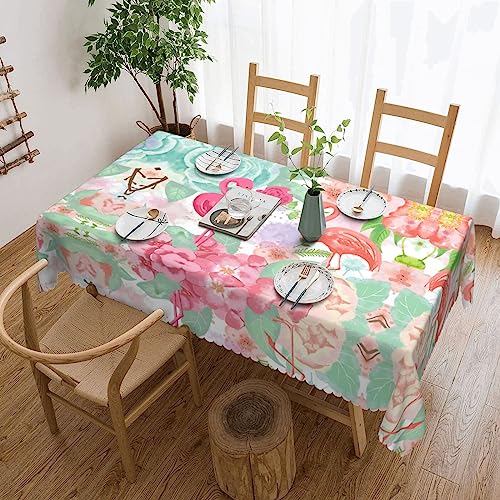 NBHDZENGW Tischdecke mit zwei roten Flamingos, rechteckig, waschbar, Polyester, öldicht, staubdicht, abwischbar von NBHDZENGW