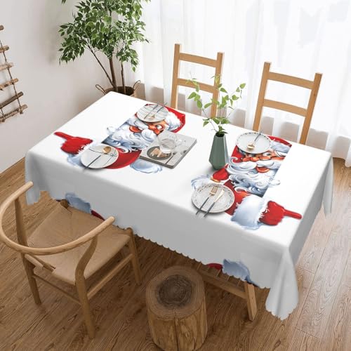 NBHDZENGW Weihnachtsmann-Tischdecke, rechteckiger Druck, waschbar, Polyester, öldicht, staubdicht, abwischbar von NBHDZENGW