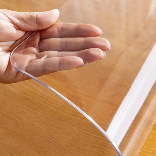 NBKJDSXL 1,5 mm transparente PVC-Tischdecke, PVC-Tischdecken, rechteckig, transparent, Tischdecke für Küche, Kaffee, Büro, Esstisch (140 x 200 cm) von NBKJDSXL