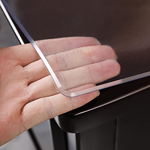 NBKJDSXL Transparente Tischdecke, PVC, Dicke 1,5 mm, runde Ecken, wasserdicht, langlebig, hitzebeständig, rechteckige Tischmatte, transparente Matte (1,5 mm, 100 x 100 cm) von NBKJDSXL