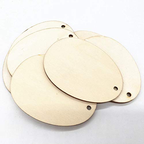 10 Pieces Unfinished Empty Wooden Disc Wooden Easter Eggs for Crafts Wooden Circles Unfinished Wooden Ornaments for Hanging Oval Cutouts Wooden Circles for Crafts Flat Pendant Wooden Circles von NC