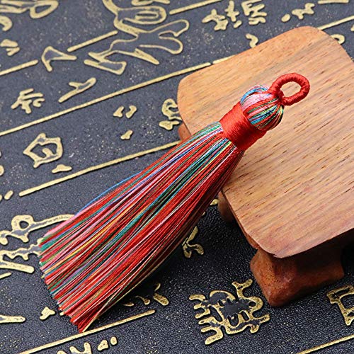 NC 20Pcs Mini Seidenquasten Handgemachte Schlüsselbund Quasten Bulk Charms Anhänger Fransenbesätze mit Schlaufen DIY-Projekte, Lesezeichen Quaste Handmade Soft Ice Silky Quasten von NC