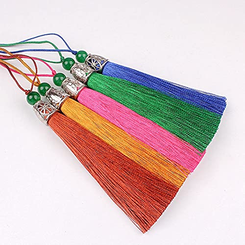 NC 24Pcs 10cm Quasten Bunte Schlüsselanhänger Quasten mit Metall Endkappe Schlüsselanhänger Quaste Charms Seidige Handgemachte Quasten Bulk DIY Craft Quasten für die Schmuckherstellung von NC