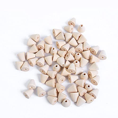 NC 25/50Pcs Natürliche Geometrische Kegelförmige Holzperlen Lose Abstandsperlen Unvollendete Holzabstandsperlen Holzperlen Kegelform für DIY Handwerk Handgemachte Schmuckzubehör von NC