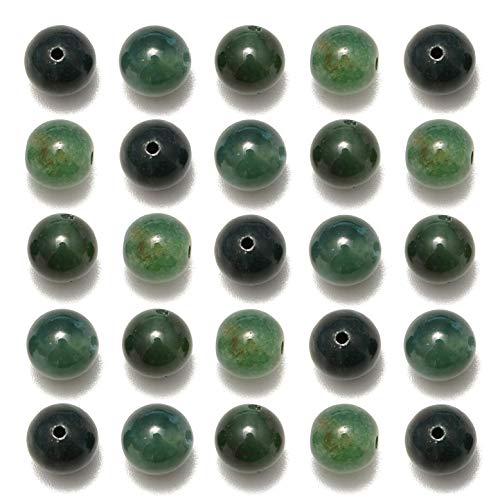 NCB 200 Stück 4 mm grüne Moosachat-Perlen zur Schmuckherstellung, natürliche Halbedelsteine, runde glatte Edelsteine, Armbänder (grüner Moosachat, 4 mm 200 Perlen) von NCB