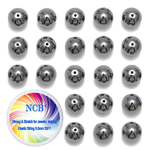 NCB 200 Stück 4 mm schwarze Hämatit-Perlen zur Schmuckherstellung, natürliche Halbedelsteine, runde glatte Edelsteine, Armbänder (schwarzer Hämatit, 4 mm 200 Perlen) von NCB