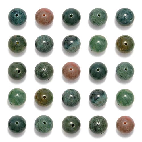 NCB 200 Stück 6 mm Indische Achat-Perlen für Schmuckherstellung, natürliche Halbedelsteine, runde glatte Edelsteine, Abstandshalter-Perlen für Halsketten, Armbänder (indischer Achat, 6 mm 200 Perlen) von NCB