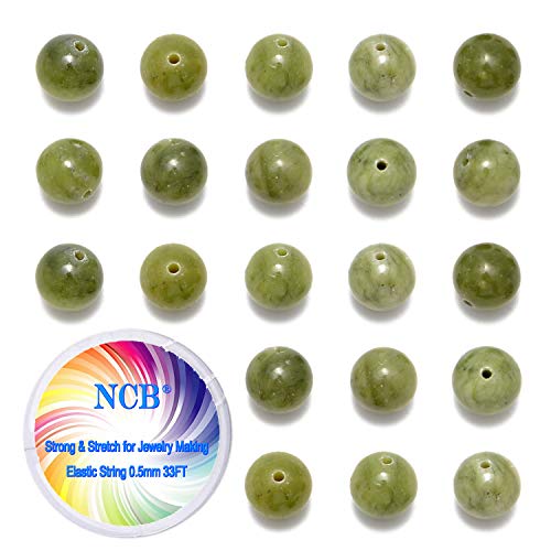 NCB 200 Stück 8 mm kanadische Jade lose Perlen für Schmuckherstellung, natürliche Halbedelsteine, runde glatte Edelsteine, Armbänder (kanadische Jade, 8 mm 200 Perlen) von NCB