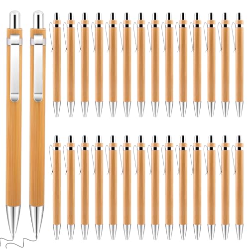 NCCHDZSW Kugelschreiber 30 Stück Kugelschreiber Hochwertig Ergonomischer, Holz Kugelschreiber Schreibgerät Bambus Holzkugelschreiber für Schreiben Journaling Schule Bürobedarf Abschlussgeschenk von NCCHDZSW