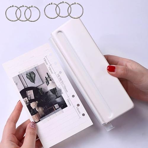 6 Fach Locher Binder Puncher für A3/A4/A5,Desktop Punch Verstellbarer Abstände Locher aus Metall Binder Locher Papierkarten Foto Bindungs Locher Maschine für B3 B4 (Weiß) von NCRGB