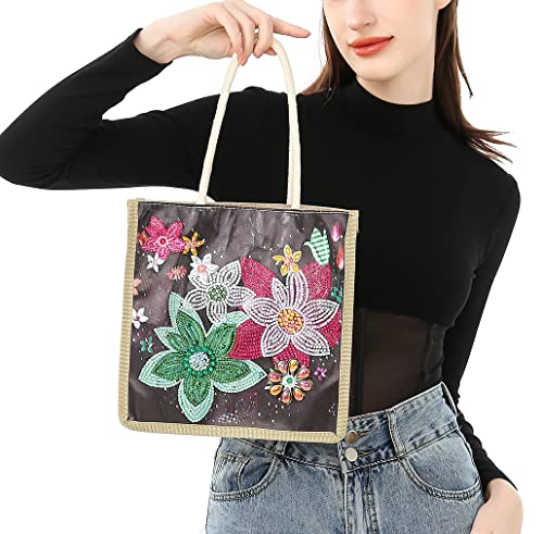 NCTCITY 5D Diamond Art Painting Tragetasche DIY Diamant Malerei Wiederverwendbar Handtasche Teilbohr-Kreuzstich Mosaik Einkaufstasche Faltbar Shopper Bag Basteln Geschenke Organizer Tasche von NCTCITY