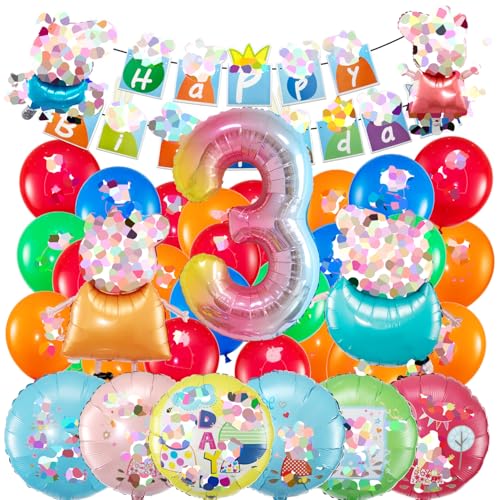 Kindergeburtstag dekoPeppa Wutz luftballon 3 Peppa Wutz geburtstag | geburtstagsdeko jungen 3 jahr, Happy Birthday Dekoration Banner Karikatur von NDCVZCKDF