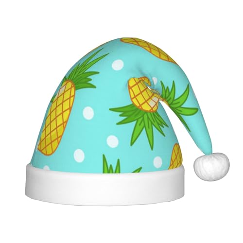 NDDCEDEW Weihnachtsmütze für Kinder, Motiv: frische Ananas, bedruckt, Weihnachtsmannmütze für Kinder, Unisex, lustiger Urlaubsmütze für Weihnachten von NDDCEDEW