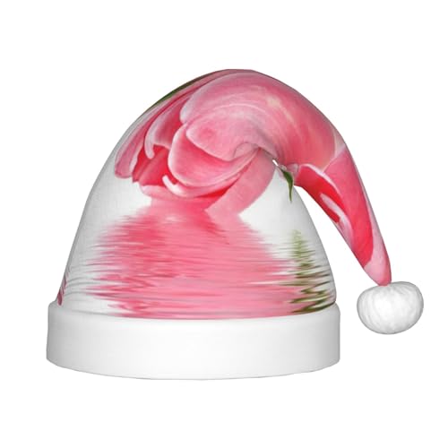 NDDCEDEW Weihnachtsmütze für Kinder, hübscher rosa Blumendruck, Weihnachtsmütze für Kinder, Unisex, Weihnachtsmütze, lustiger Urlaubsmütze für Weihnachten von NDDCEDEW