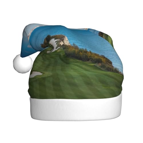 NDDCEDEW Weihnachtsmütze mit Golfplatz-Motiv, bedruckt, Weihnachtsmannmütze für Erwachsene, Unisex, lustiger Urlaubsmütze für Weihnachten, niedlicher festlicher Hut für Weihnachten von NDDCEDEW