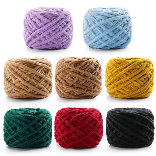 8 Stück grobes Chenille-Garn zum Häkeln, weiches Babydeckengarn – flauschiges Plüschgarn zum Stricken, Basteln, Amigurumi – Anfängergarn 800 g (Packung E) von NDICANG