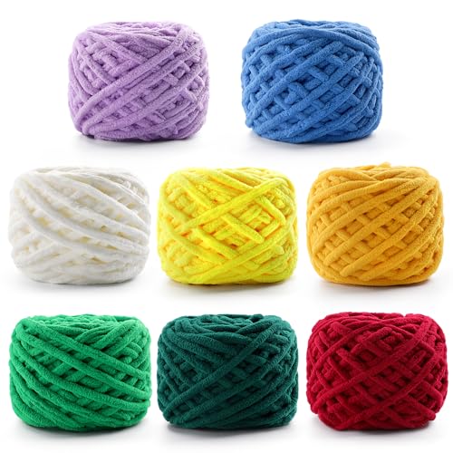 8 Stück grobes Chenille-Garn zum Häkeln – 592 Yards weiches Babydeckengarn – flauschiges Plüschgarn zum Stricken und Basteln, Amigurumi – Anfängergarn 800 g (Packung A) von NDICANG