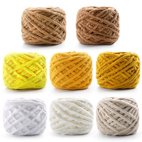 8 Stück grobes Chenille-Garn zum Häkeln – 592 Yards weiches Babydeckengarn – flauschiges Plüschgarn zum Stricken und Basteln, Amigurumi – Anfängergarn 800 g (Packung F) von NDICANG