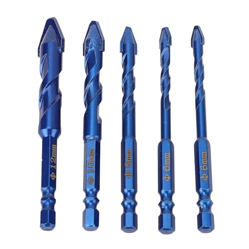 NDNCZDHC 5-teiliges Steinbohrer-Set, 1/4 Zoll Sechskantschaft, krummer Kopf, exzentrische Bohrer für Glas, Keramik, Beton, Holz NDNCZDHC 5-teiliges Steinbohrer-Set, 1/4 Zoll Sechskantschaft, krummer Kopf, exzentrische Bohrer für Glas, Keramik, Beton, Holz von NDNCZDHC