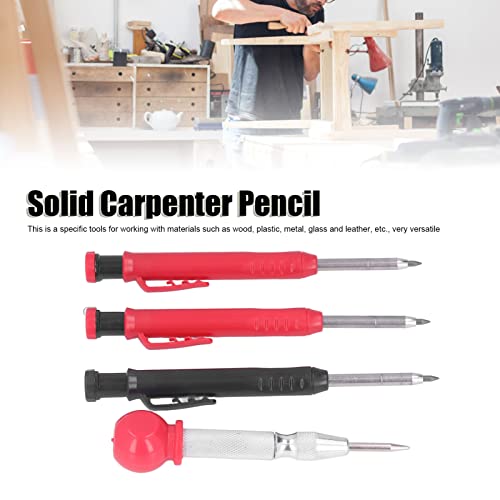 NDNCZDHC Carpenter Pencil with 3 Box Refill, Long Nosed Deep Hole Mechanical Pencil Marker with Center Punch for Carpenter von NDNCZDHC