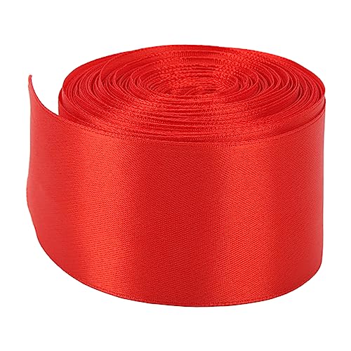 NDNCZDHC Rotes Band 2 Zoll, 21 Yards Satin-Bastelband, Stoffband für Blumensträuße, rotes Schnurband zum Einwickeln, Schleifenmachen und Dekorieren von NDNCZDHC