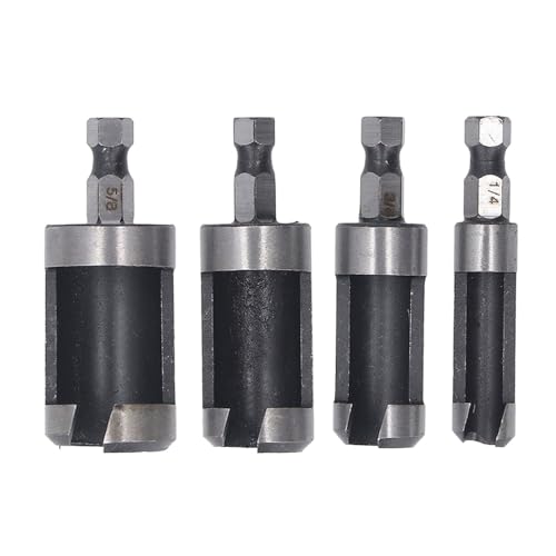 Ndnczdhc 4 Stcs Holzstecker -Cutter -Bohrer Bit Set, 1/4 3/8 1/2 5/8 Zoll Außendurchmesser 1/4in Hex Shank Stecker für Holzbearbeitung Ndnczdhc 4 Stcs Holzstecker -Cutter -Bohrer Bit Set, 1/4 3/8 1/2 5/8 Zoll Außendurchmesser 1/4in Hex Shank Stecker für Holzbearbeitung von NDNCZDHC