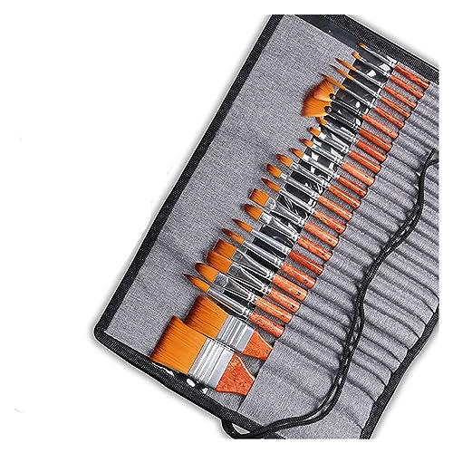 24 x Nylon Aquarell Pinsel mit Künstlermaltasche Aquarellpinsel für Ölkunst Materialien von NDRFAWY