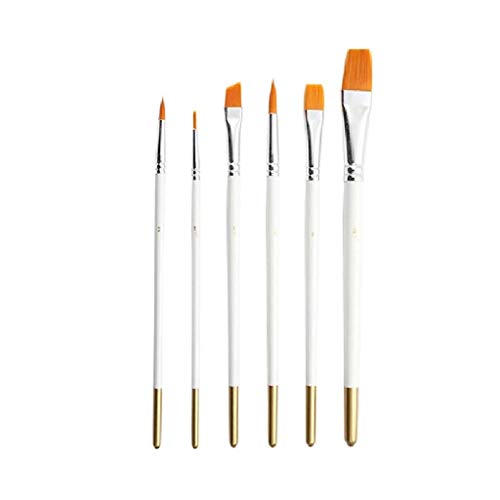 6 Stück/Set Holzgriff Aquarell Farbe Pinsel Zubehör Zeichnung Kunst Malerei Weiß Kunst Nylon Haar Multifunktions von NDRFAWY