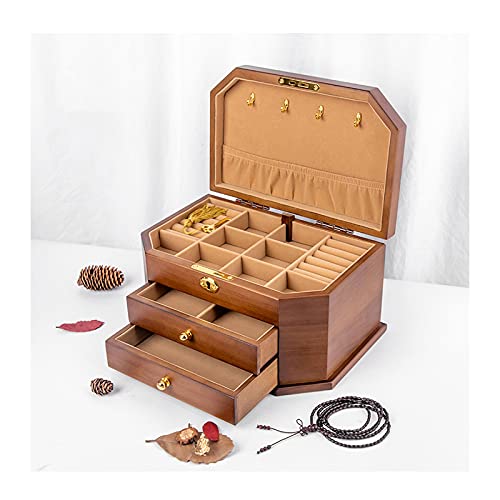 Große Schmuckschatulle aus Holz mit 2/3 Schubladen Vintage Schmuck Box Ring Halskette Ohrringe Organizer Schmuck Organizer von NDRFAWY