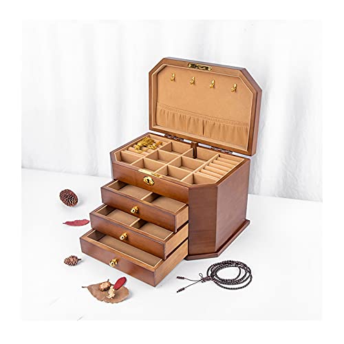 Große Schmuckschatulle aus Holz mit 2/3 Schubladen Vintage Schmuck Box Ring Halskette Ohrringe Organizer Schmuck Organizer von NDRFAWY