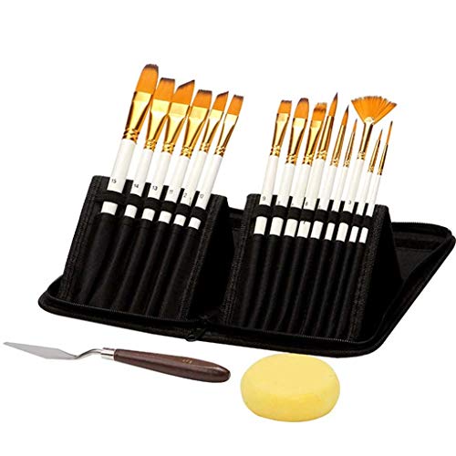 Malpinsel-Set, Zeichnen, Pigmente, Kunstbedarf, Werkzeug, Künstler, Pinsel, Palette, Schwamm-Set mit Aufbewahrungsbox, 15-teilig von NDRFAWY