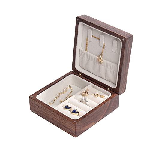 Schmuck-Organizer aus Holz, tragbare Reise-Schmuckschatulle, Manschettenknöpfe, Ringe, Anhänger, Kette, Organisation, Bastelbehälter für Damen, Schmuckschatulle von NDRFAWY