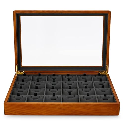 Schmuckkästchen, multifunktionale Schmuckschatulle aus Holz, Schmuck-Aufbewahrungsbox, Mikrofaser-Ring-Display, Tablett, Armband-Aufbewahrungsbox, Schmuck-Aufbewahrungsbox von NDRFAWY