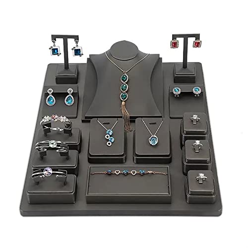 Schmuckkästchen aus Leder Kombination Büste Schmuckset Mannequin Schmuck Büste Halskette Anhänger Kette Display Display für Halsketten, Armbänder, Ohrringe, Anhänger und Ri von NDRFAWY