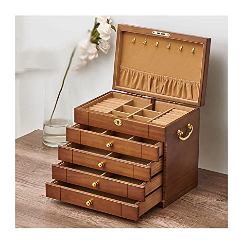 Schmuckorganisator Schmuckboxen Organizer für Frauen Vintage Schmuckschatulle mit Schubladen und großem Holzschmuck-Organizer für Halsketten Ohrringe Uhren Schmuck von NDRFAWY