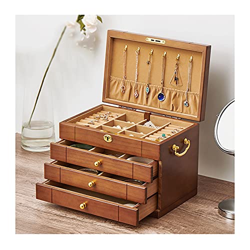 Schmuckorganisator Schmuckboxen Organizer für Frauen Vintage Schmuckschatulle mit Schubladen und großem Holzschmuck-Organizer für Halsketten Ohrringe Uhren Schmuck von NDRFAWY