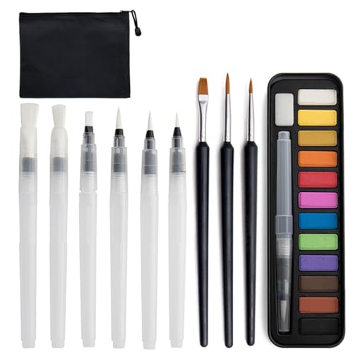 Solide Aquarellfarbe 25 Stück saugfähig Stift Pinsel Malerei Aquarell Pulver Anfänger Kunstwerkzeuge Wissenschaftlicher Stift von NDRFAWY