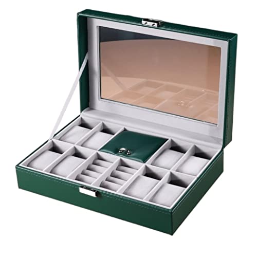 Uhrengehäuse, Uhren-Box, Uhren-Display, Organizer, 8 Fächer, Uhrenbox, Leder-Schmuckschatulle, Uhren-Organizer für Uhren, Ringe, Armbänder, Uhrenbeweger, Uhrenhalter von NDRFAWY