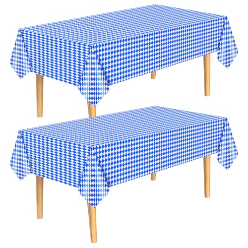 NEBURORA 2 Stück Oktoberfest Tischdecke mit bayerischer Flagge blau-weißes Rautenkaro, Einweg Tischdecke für deutsche Oktoberfest Party Dekoration von NEBURORA