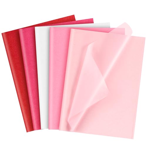 NEBURORA 60 Blatt Seidenpapier in Rot, Rosa und Weiß 35 x 50 cm Geschenkpapier zum Valentinstag Großpackung für selbstgemachte Geschenktüten, Hochzeit, Valentinstag Party Dekoration von NEBURORA