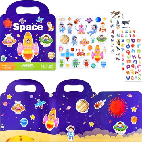 NEBURORA Sticker-Szenenbuch für Kinder ab 3 4 Jahren, Jungen, Mädchen, Kleinkinder, 88 Stück wiederverwendbare Space Jelly-Sticker, Puffy-Sticker-Spiel, pädagogisches sensorisches Lernspielzeug von NEBURORA