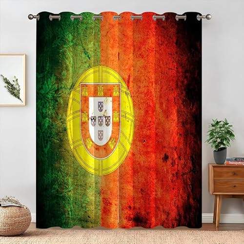 Portugal-Flagge Verdunklungsvorhänge Portugal Vorhang Blickdicht Gardinen mit Ösen Thermovorhang Kälteschutz 2er Set für Wohnzimmer Schlafzimmer 220x140cm(HöhexBreite) von NEDZQY