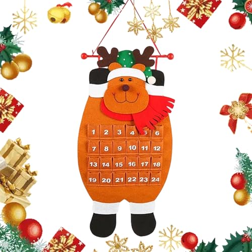 Adventskalender Filz Weihnachtsmann Schneemann Elch Weihnachten Filzkalender 2023 mit 24 Taschen | Kreativer Wandkalender, Weihnachten Adventskalender für Weihnachtsgeschenke von NEECS