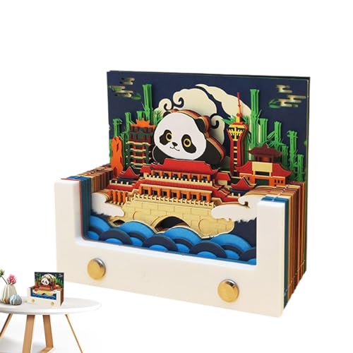 Künstlerischer Notizblock | 2024 3D-Schnitzpapier Kalender Chengdu Wahrzeichen Notizblock | Studenten Schreibwaren für Wohnzimmer, Schlafzimmer, Klassenzimmer, Arbeitszimmer, Schlafsaal von NEECS