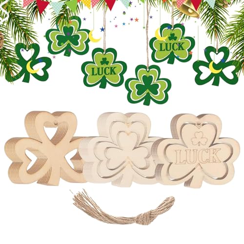 Unlackierte Holzkleeblatt-Ornamente, tragbares irisches Bastelbedarf, Kleeblatt-Ornamente mit Tagesdekorationen, hochwertige Holzrohlinge und aufwendige Details, perfekt zum Malen und Personalisieren von NEECS