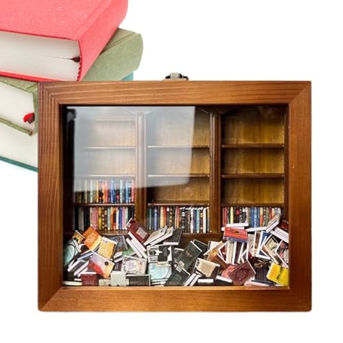 Winziges Bücherregal-Modell, handgefertigte Miniatur-Bücherboxen aus Holz, Puppenhaus-Miniatur-Buchecken-Set, Desktop-Dekor, Buchecken-Modellbausatz für Jungen, Mädchen, Kinder, Erwachsene, von NEECS