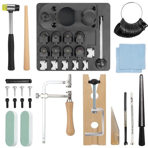 NEEDLENEST Ring Bender Tool Kit für Löffel Ringe, DIY Löffel Ring Maker Maschine mit 3-in-1 Schmuck Sägebogen, Heavy Duty Ring Bender für Schmuck Herstellung Komplettes Ring Biegen Werkzeug Set von NEEDLENEST