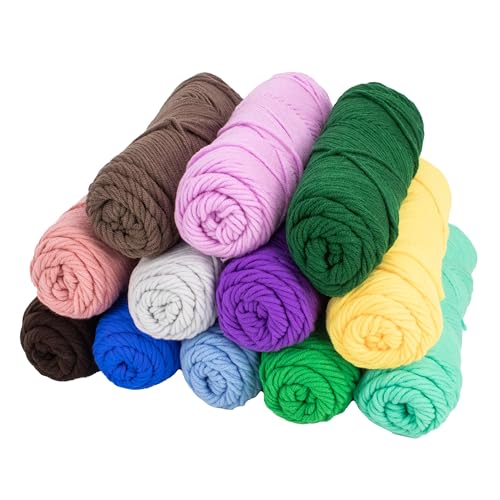 NEEDLENEST Tufting-Garn-Set, 12 Rollen x 100 g, 8-lagiges Acryl-Teppichgarn für Tufting-Teppichherstellung, perfektes Schnitt- und Schlaufengarn-Set für Anfänger und Erwachsene von NEEDLENEST